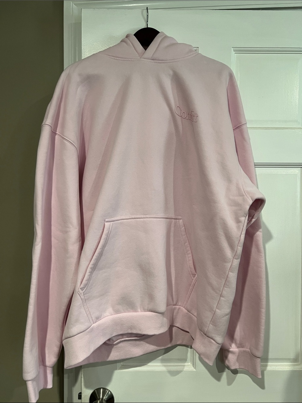 Comfrt Light Pink Embroidered Hoodie